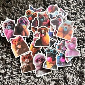 Colorful bubble blowing Animal Stickers 50+